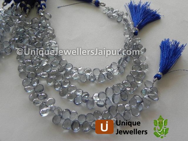 Blue Quartz Faceted Pear Beads